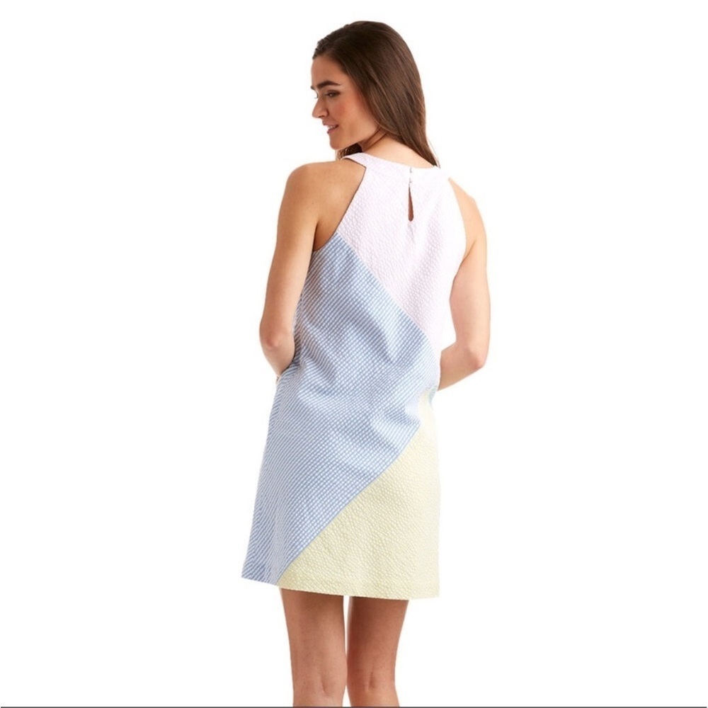 Vineyard Vines Kentucky Derby Seersucker Patchwork Preppy Pastel Midi Dress Blue - Picture 3 of 13
